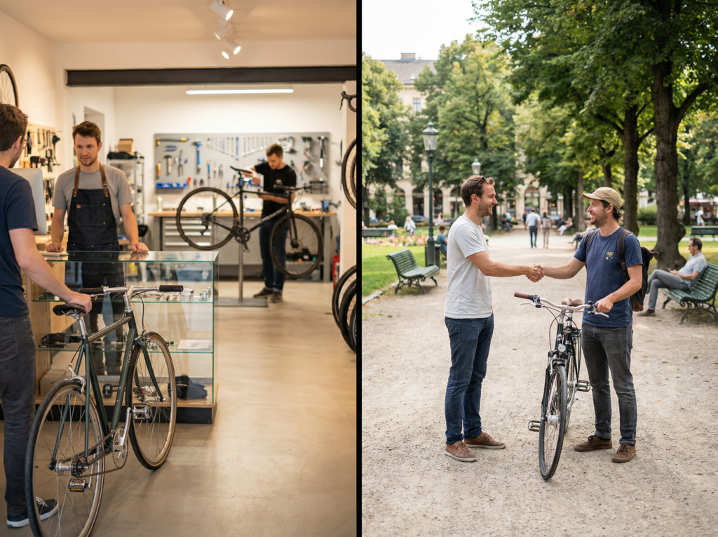 Vergleich zwischen Fahrradverkauf im Fachhandel und privatem Fahrradverkauf in Österreich