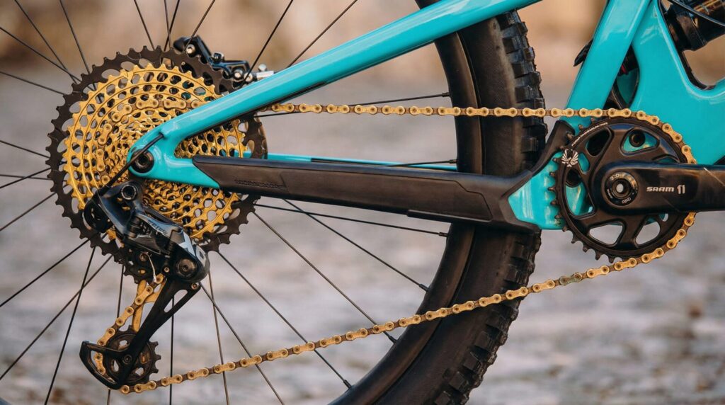 Detailaufnahme der Schaltung eines Mountainbikes für ein Verkaufsinserat