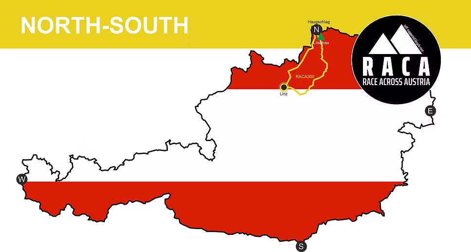 Strecke des Race Across Austria 300 von Linz durch Mühlviertel und Waldviertel